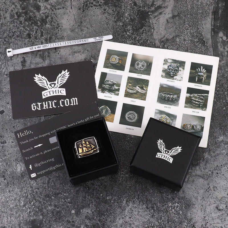 Barque Sailing Ship Stainless Steel Marine Ring