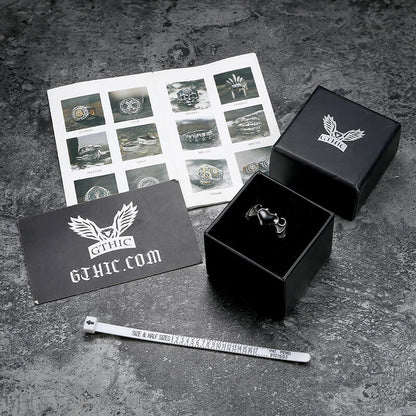 Bat and Heart Stainless Steel Gothic Ring