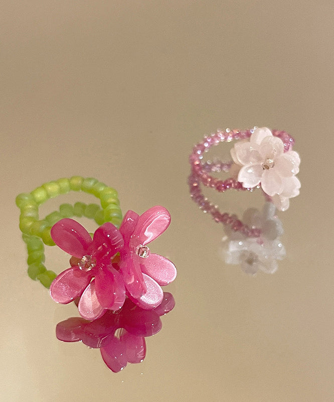 Handmade Colorblock Acrylic Beads Rings Two-piece Set