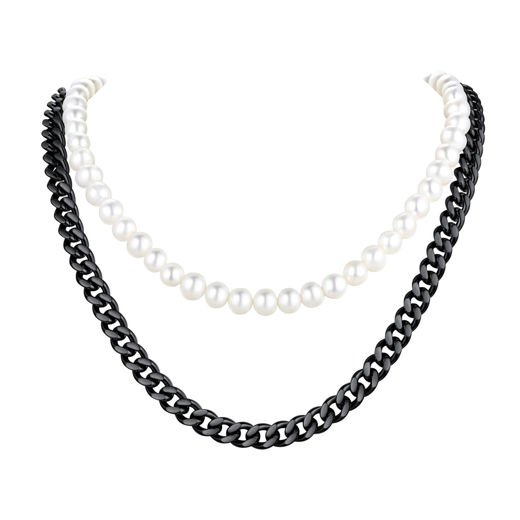 Freshwater Pearl & Cuban Link Chain Necklace for