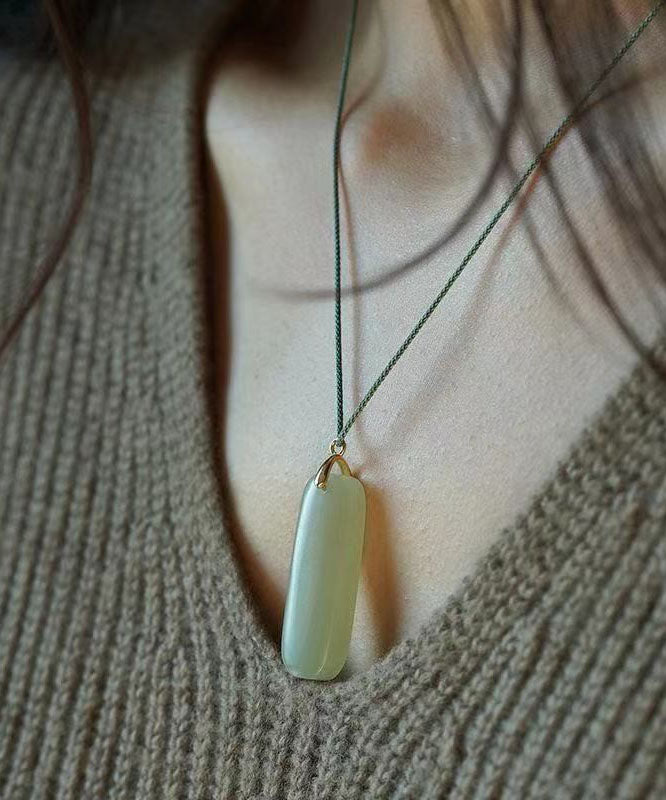 Diy Cyan Jade Strip Pendant Necklace