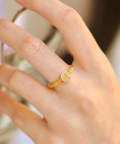 New Gold Overgild Zircon Crystal Rings