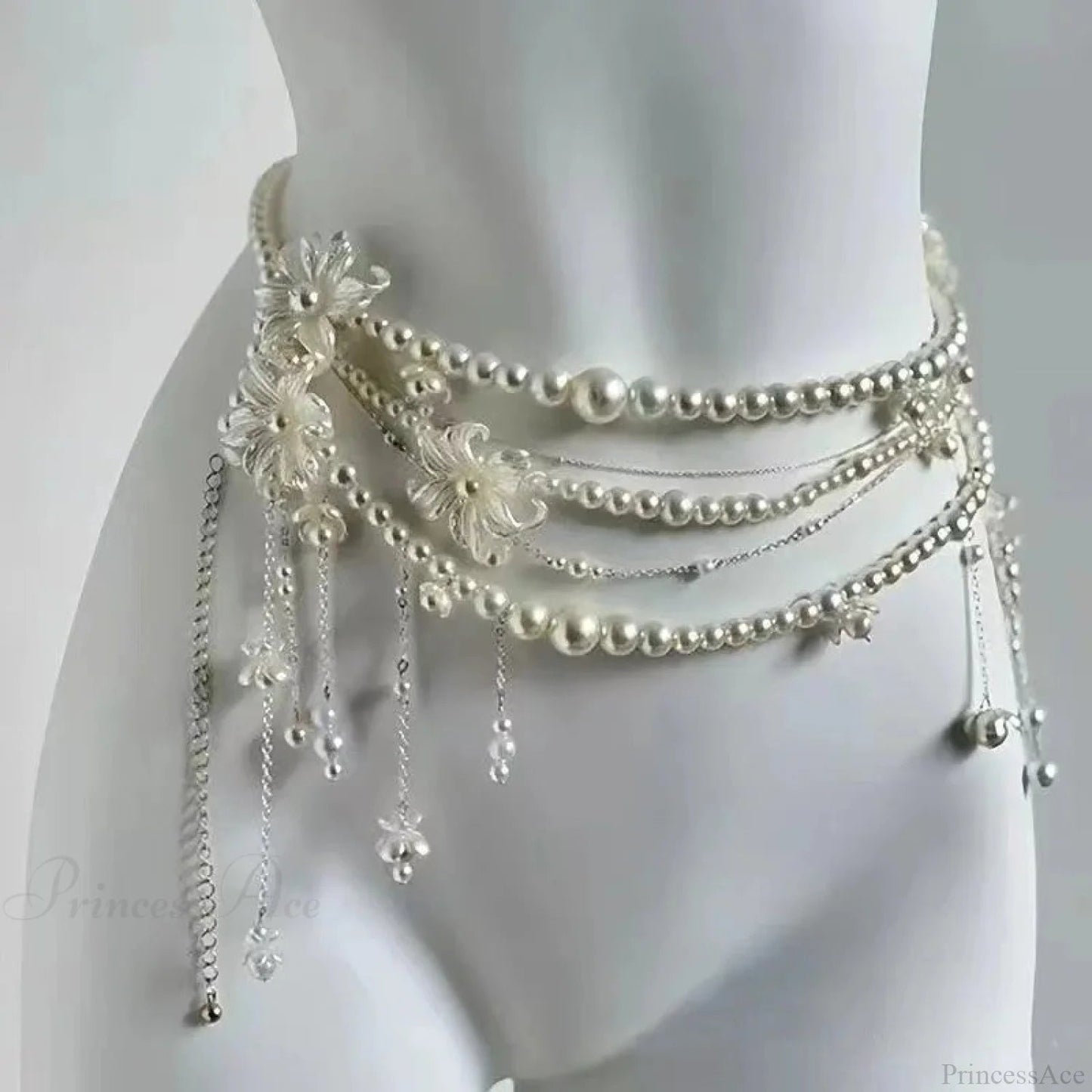 Adornments Dark Multilayer Fringes Bead Waistband