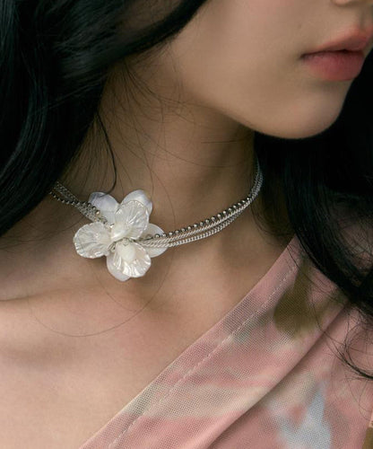 White Copper Overgild Shell Pearl Choker