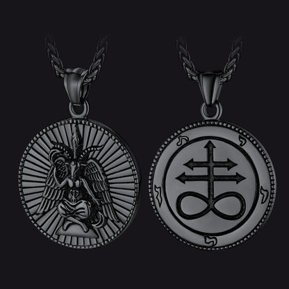 Baphomet Satanic Goat Leviathan Cross Necklace for