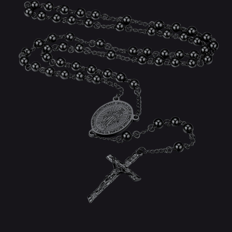 Catholic Virgin Mary Rosary Beads Cross Necklace Chain for
