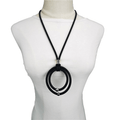 Black Round Pendant Necklaces With Alloy Beads / Accessories
