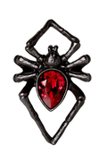 Black Spider Ring With Red Crystal - Gothic Jewelry