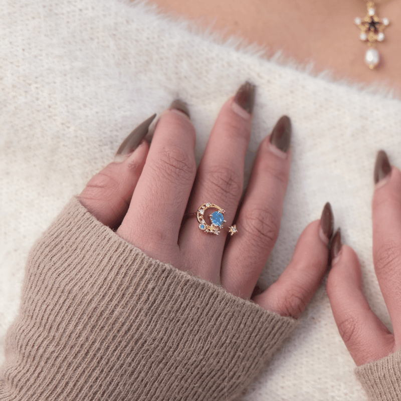 [] Jodie Blue Moon and Star Ring