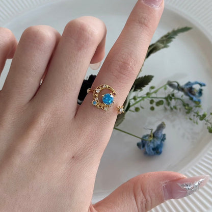 [] Jodie Blue Moon and Star Ring
