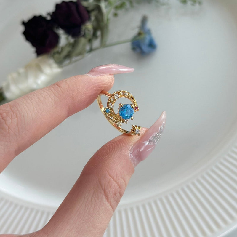 [] Jodie Blue Moon and Star Ring