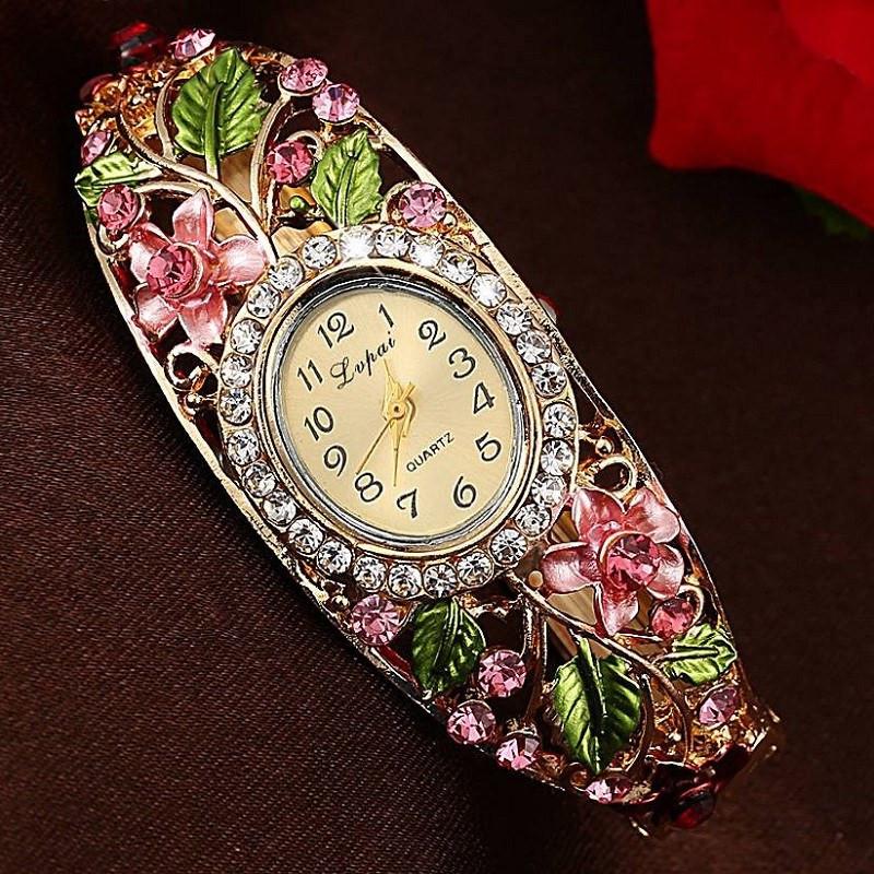 Flower Gemstone Watch Bracelet
