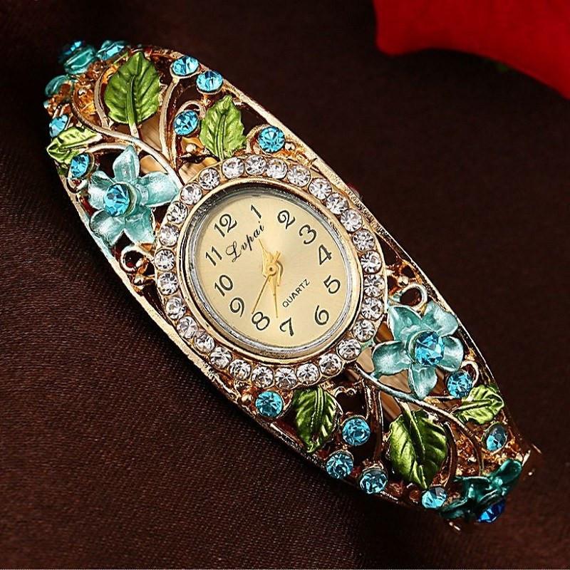 Flower Gemstone Watch Bracelet