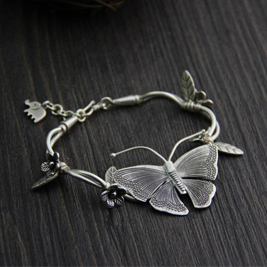Style Butterfly Thai Silver Bracelet