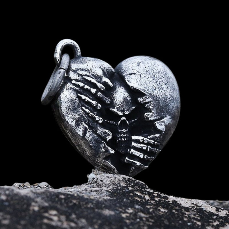 Broken Heart Skull Pendant