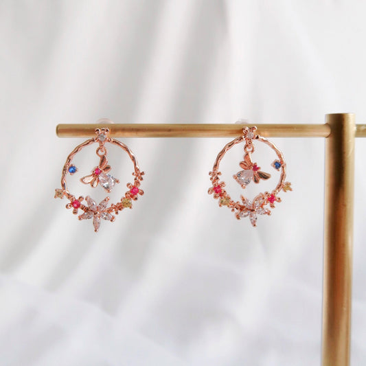 [] Butterfly Flower Earrings