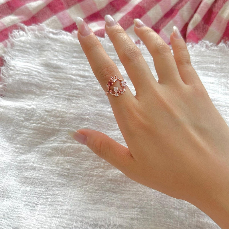 [] Posy Butterfly Flower Ring