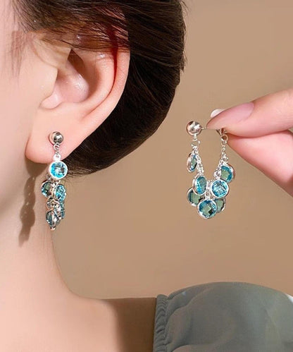 New Blue Copper Alloy Crystal Hoop Earrings
