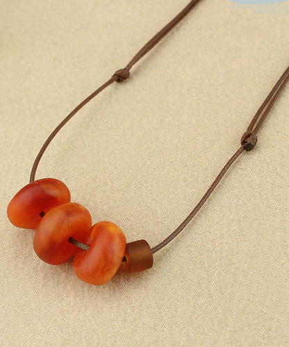 Red Resin Beeswax Pendant Necklace