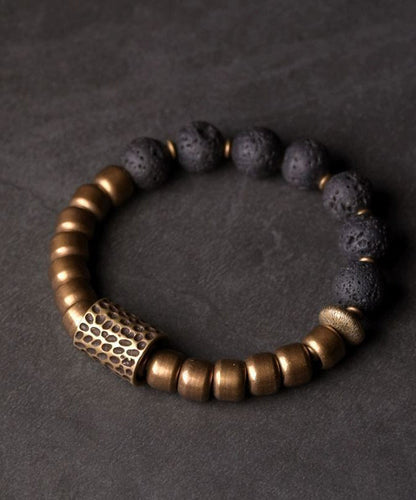 Retro Colorblock Ancient Gold Beads Bracelet