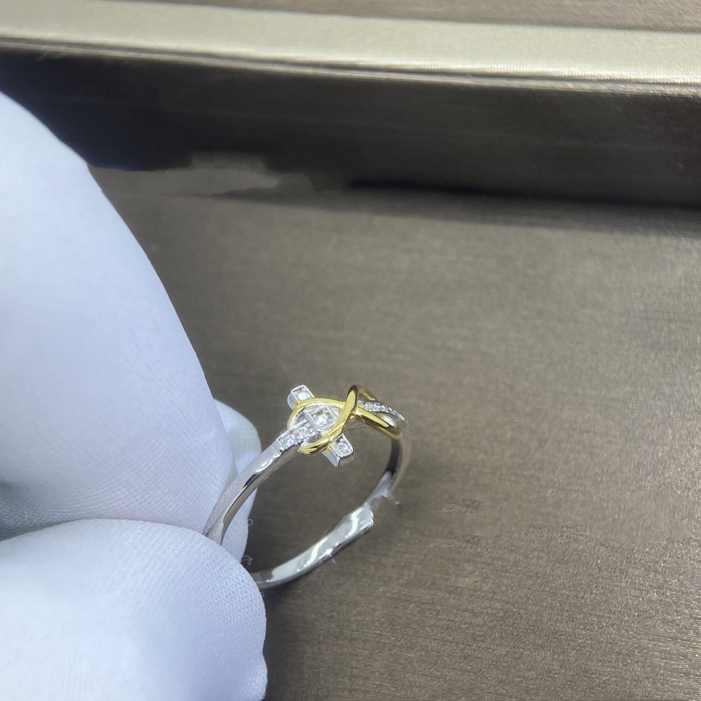 Silver & Gold Plated Cross Ring