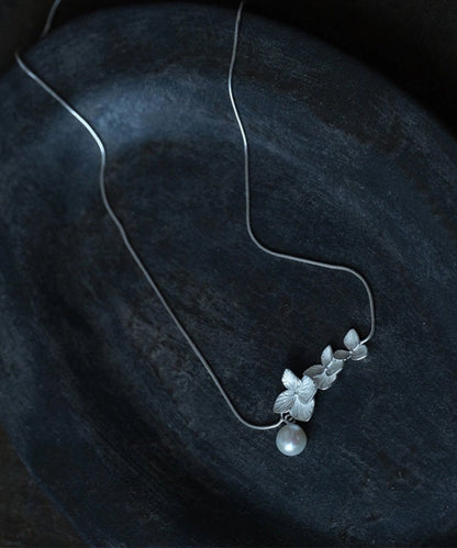 Classy White Sterling Silver Pearl Necklace