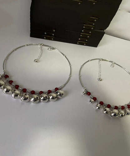Red Alloy Agate Bell Bead Gratuated Necklace