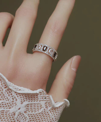 Retro Gold Copper Overgild Zircon Hollow Out Rings