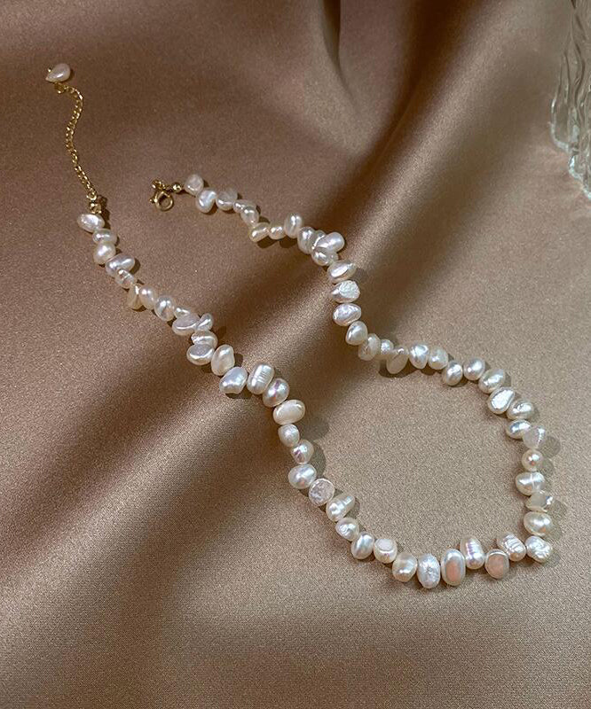 White Alloy Pearl Tassel Graduated Bead Necklace