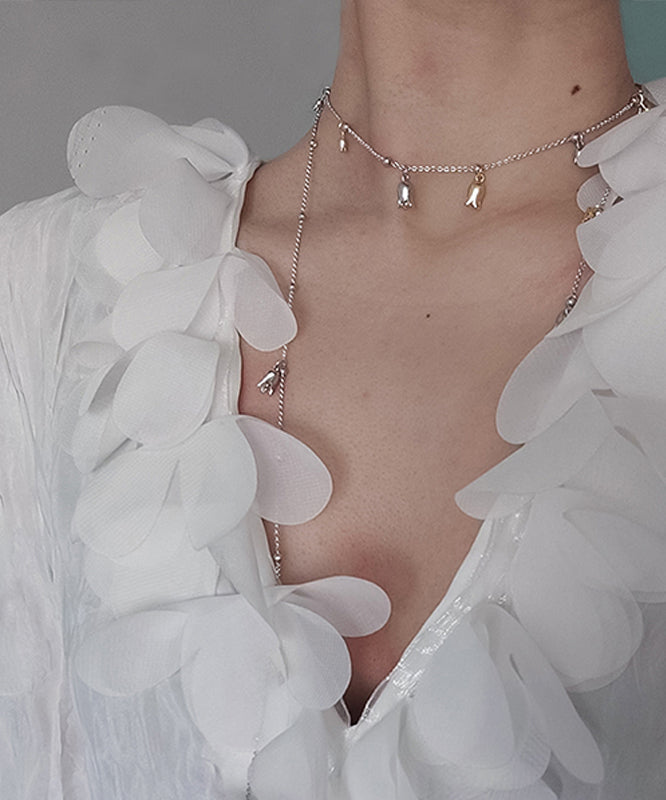 New Silk Alloy Tassel Lariat Necklace