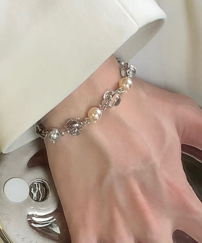 Stylish Adjustable Fine Pearl Wite Opal Tungsten Steel Bracelet
