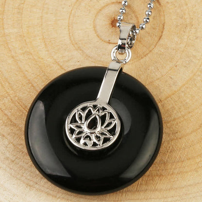 Various Crystal Amethyst Pink Lotus Healing Necklace