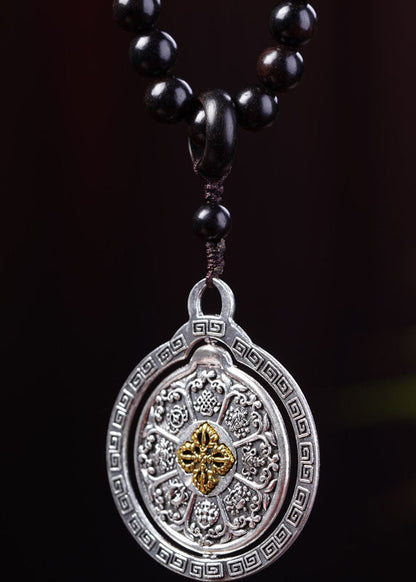 Classy Black Sandalwood Pendant Gratuated Bead Necklace