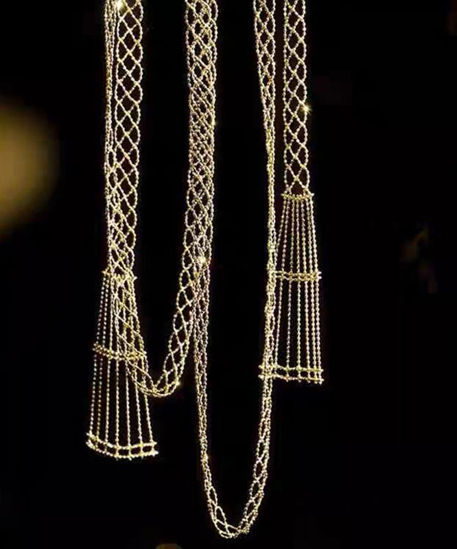 Gold Sterling Silver Overgild Chain Hollow Out Necklace
