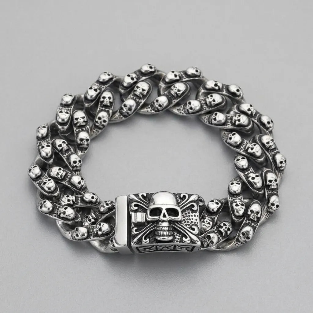 Thousand Skulls Cuban Bracelet