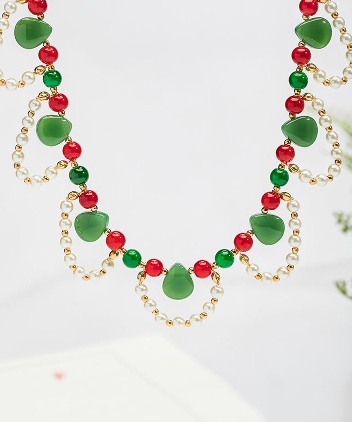 Multicolor Copper Alloy Pearl Beading Pendant Necklace