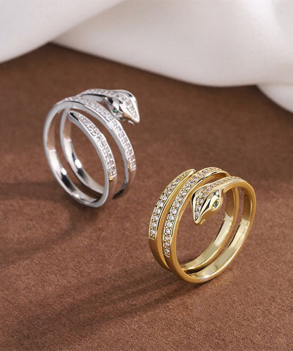 Alloy Zircon S-shaped Rings Two-piece Set