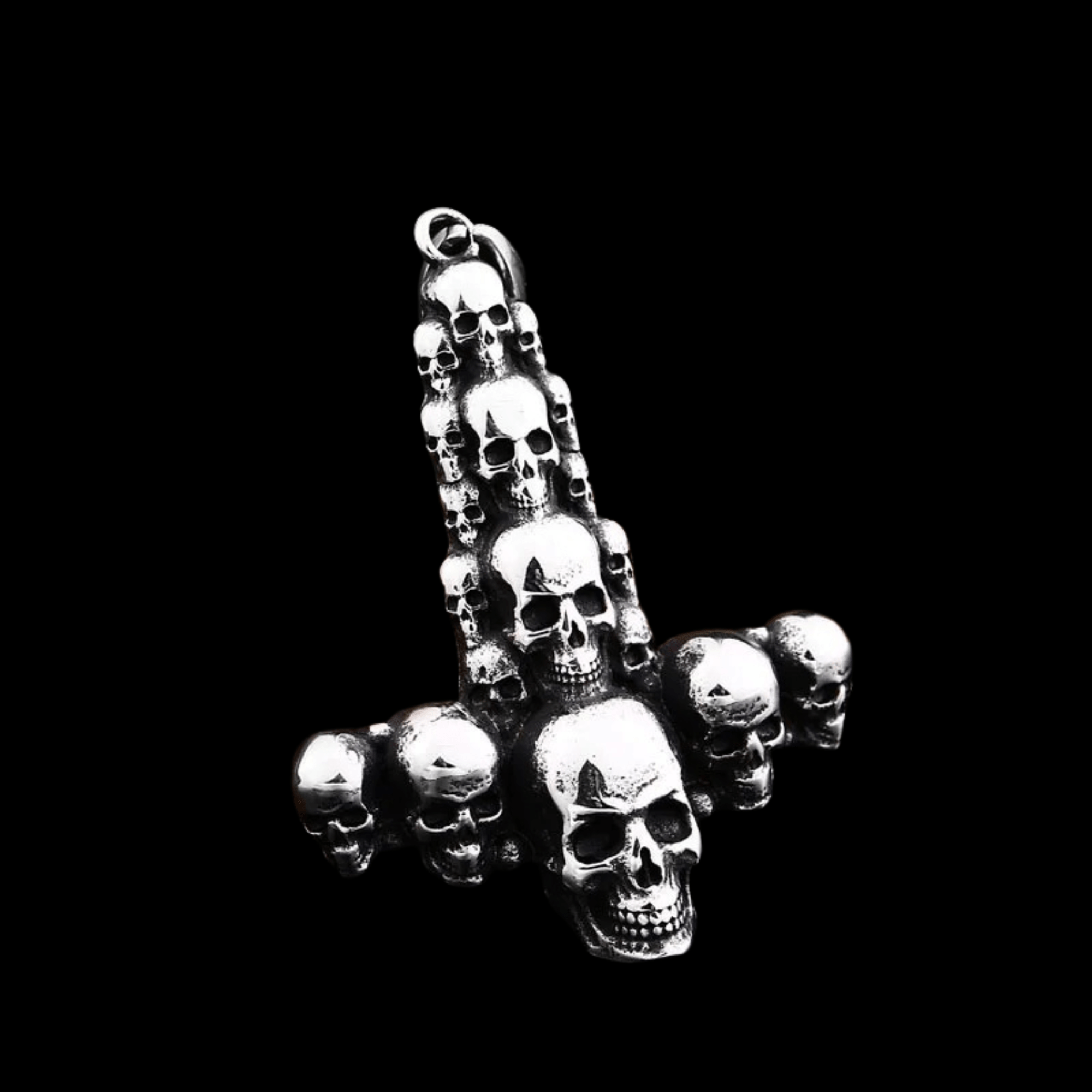 Catacomb Skulls Inverted Cross Pendant