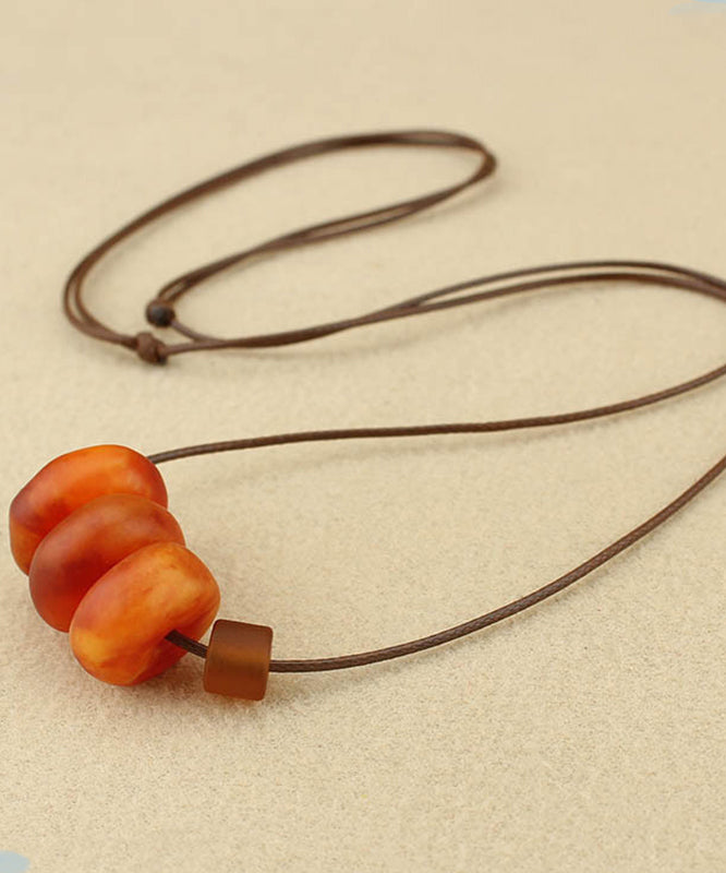 Red Resin Beeswax Pendant Necklace