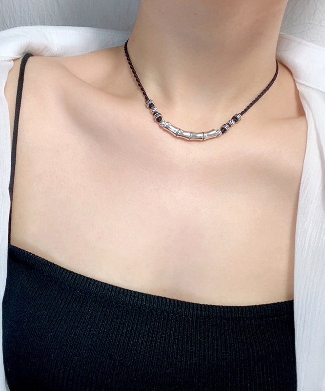 Black Hand Woven Sterling Silver Choker