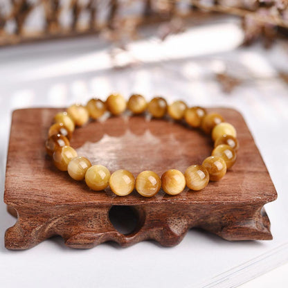 Buddha Stones Anxiety Stress Healing Crystal Tiger Eye Bead Bracelet