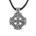Celtic Cross Shield Pendant Necklace / Viking Style Jewelry / Leather Knot Necklace