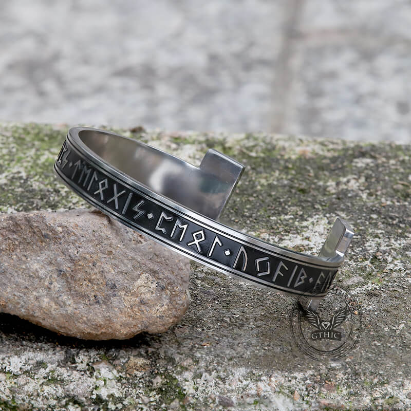 Celtic Knot Runes Stainless Steel Viking Cuff Bracelet