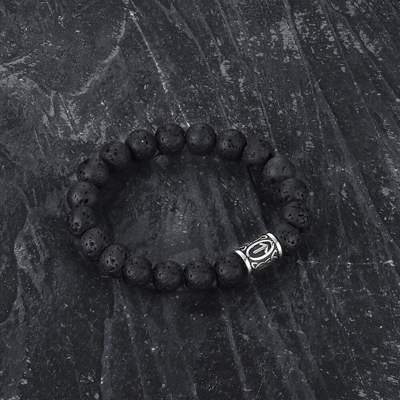 Celtic Knot Volcanic Rock Stainless Steel Bracelet