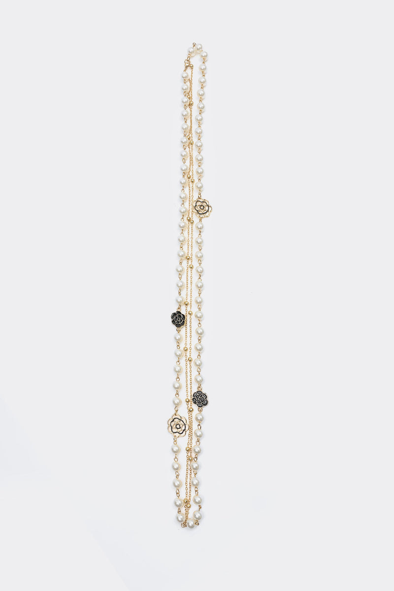 Faux Pearl Metal Long Necklace