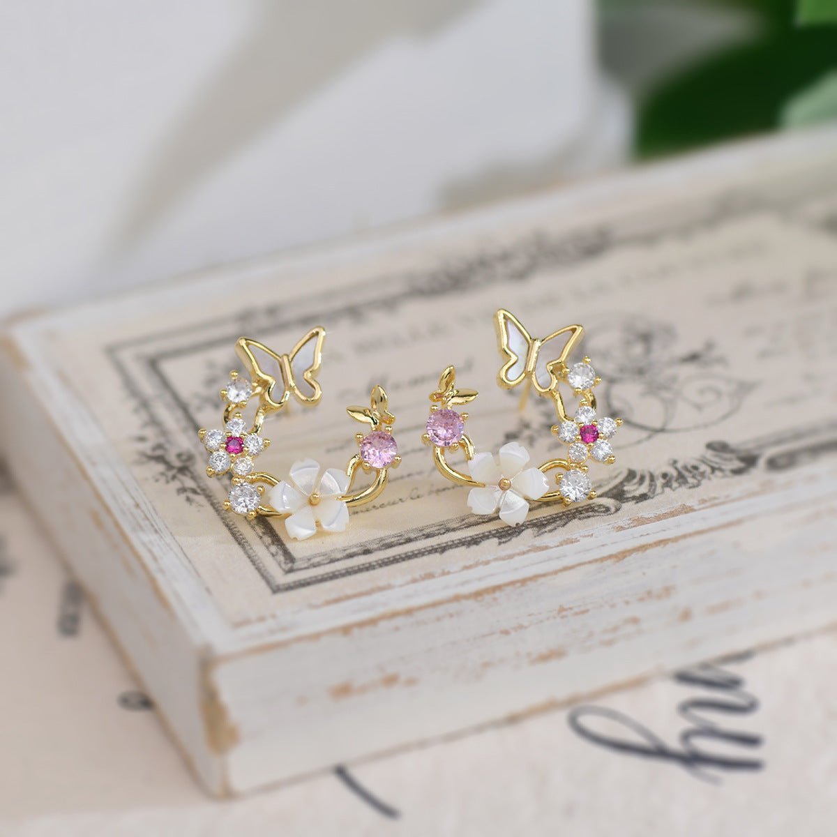 Cherry Blossom Butterfly Set (earrings/necklace)