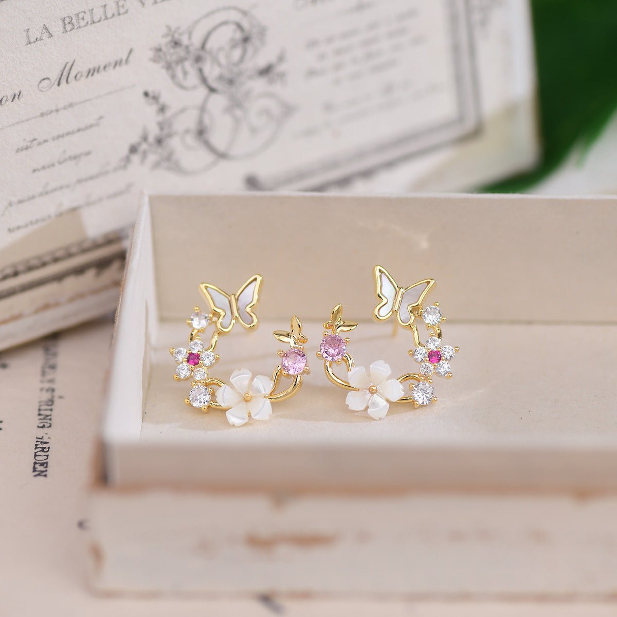 Cherry Blossom Butterfly Set (earrings/necklace)