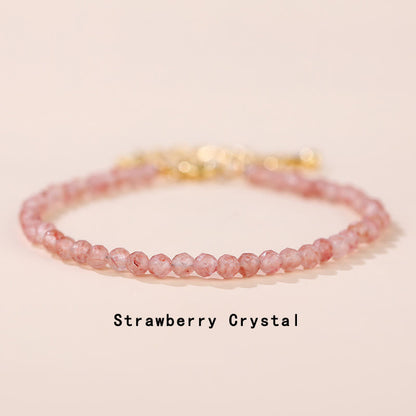Clear Quartz Bracelet With Strawberry Quartz & Healing Crystals