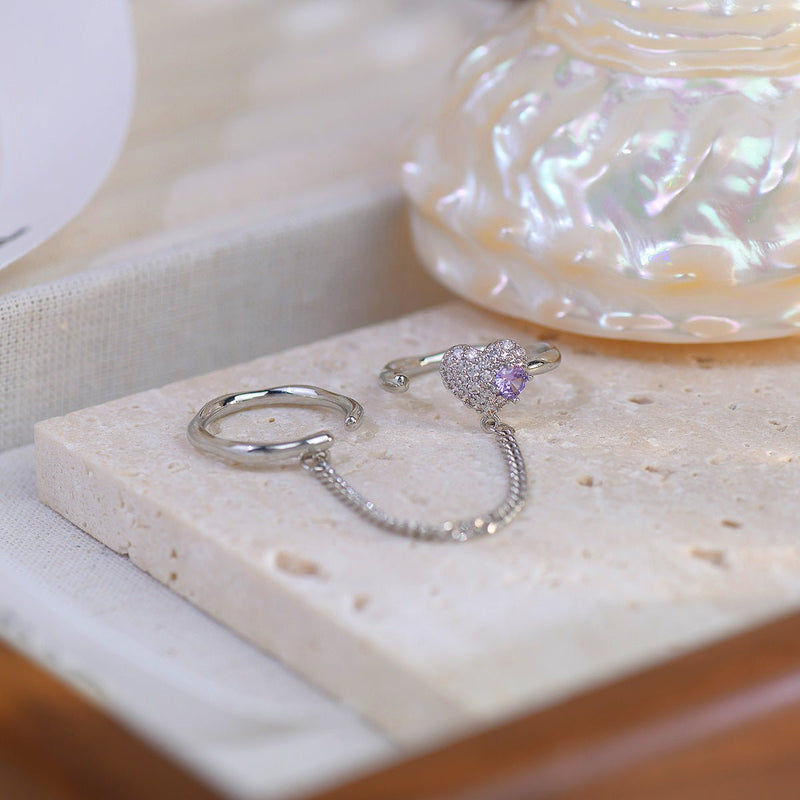[] Amethyst Butterfly Ring Set