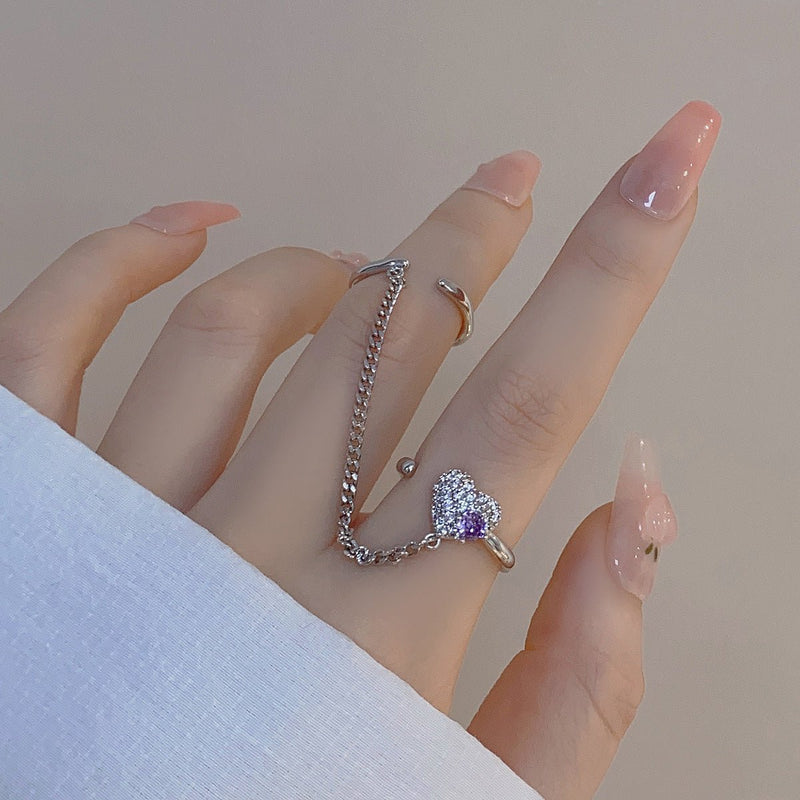 [] Amethyst Butterfly Ring Set